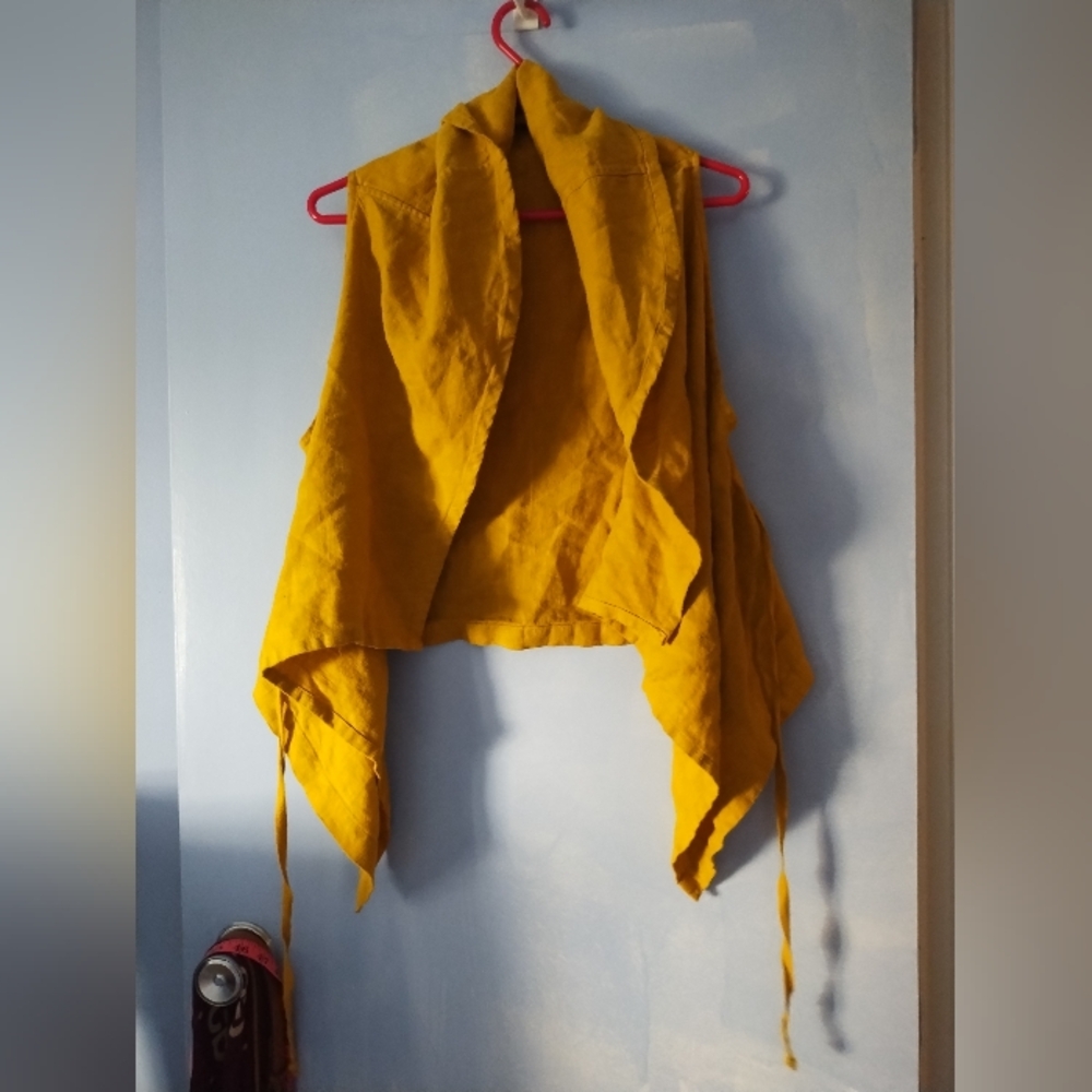 Bryn Walker Squash Mustard Linen Wrap Vest M
